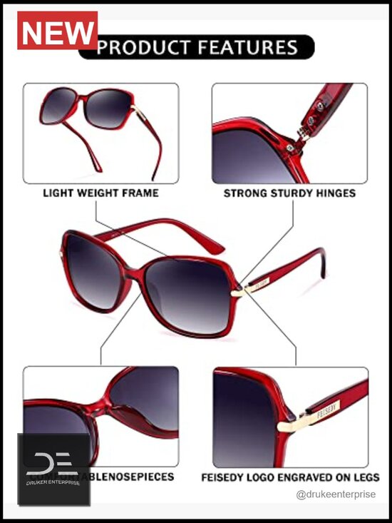 Women\'s Polarized Sunglasses UV400 Protection Square Frame